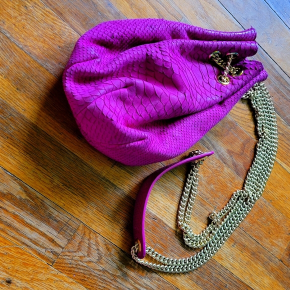 henri bendel Handbags - Henri Bendel Genuine Snake Skin Pink Gold Purse